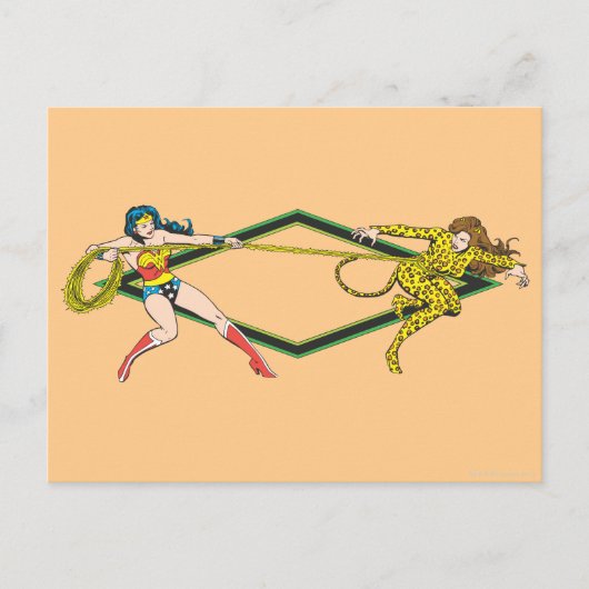 疑問に思女とチーター ポストカード (正面)