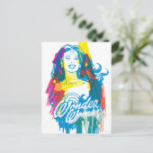 疑問に思女カラフル1 ポストカード (スタンド正面)