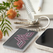 疑問に思女ピンクと黒のメ市松模様にッシュロゴ キーホルダー (正面右)