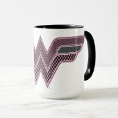 疑問に思女ピンクと黒のメ市松模様にッシュロゴ マグカップ (正面右)