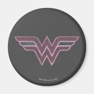 疑問に思女ピンクと黒のメ市松模様にッシュロゴ マグネット