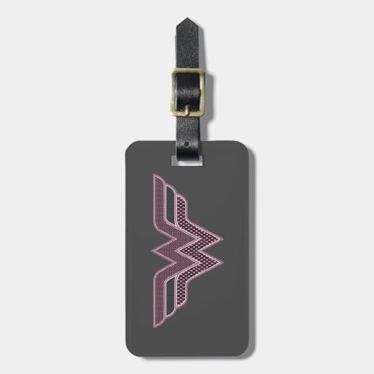 疑問に思女ピンクと黒のメ市松模様にッシュロゴ ラゲッジタグ