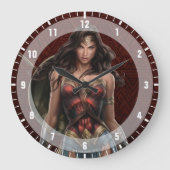 疑問に思女性の戦いに備えた漫画アート ラージ壁時計 (正面)