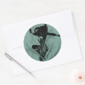 疑問に思女性の着地葉グラフィック ラウンドシール (封筒)