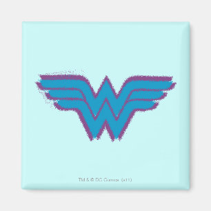 疑問に思女性スプレー絵を描ロゴ マグネット