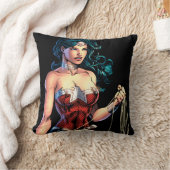 疑問に思岩の上に投げ縄を持つ女性 クッション (ブランケット)