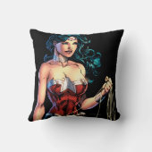 疑問に思岩の上に投げ縄を持つ女性 クッション (裏面)