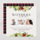 疑問に思彼の恋の写真数々のの格子縞と葉 シーズンカード (正面/裏面)