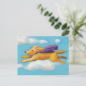 疑問に思犬 – スパニエル犬リトリ飛んでいるーバー（ケープ付） ポストカード (スタンド正面)