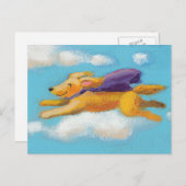 疑問に思犬 – スパニエル犬リトリ飛んでいるーバー（ケープ付） ポストカード (正面/裏面)