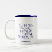 疑問に思船が僕の周りにおもしろい来た ツートーンマグカップ (左)