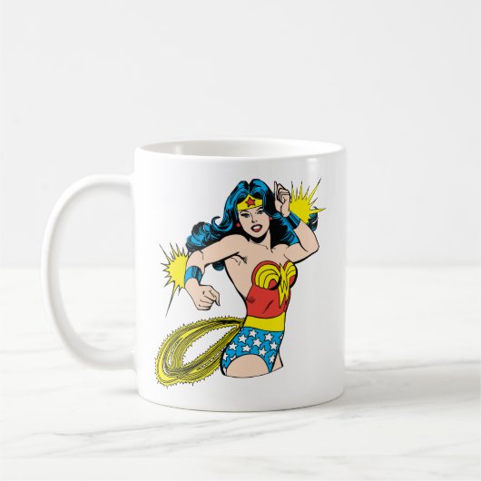 疑問に思袖女白熱［赤熱］光を放つ人 コーヒーマグカップ (左)