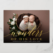 疑問に思 |ツインズホリデーフォイル誕生のお知らせ 箔シーズンカード (正面)