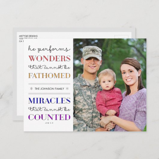 疑問に思&奇跡クリスマスフォトホリデー シーズンポストカード (正面/裏面)