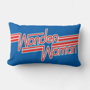 疑問に思Woman Red and Blue ストライプ Logo ランバークッション