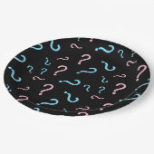 疑問符の性別の表示パーティー黒 ペーパープレート (アングル)