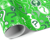 疑門符のおもしろいの白いおよび緑パターン ラッピングペーパー (ロールコーナー)