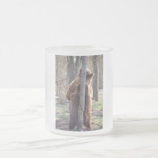 疥癬を傷付けている灰色グマ フロストグラスマグカップ (中央)