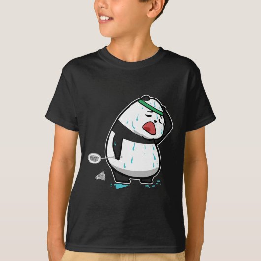疲おもしろいれたパンダ遊のバドミントン Tシャツ (正面)