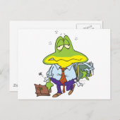 疲れおもしろいた疲れた働く男のカエル ポストカード (正面/裏面)