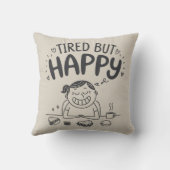 疲れたが幸せな装飾用クッション – かわいい&おもしろい枕 クッション (裏面)