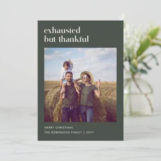 疲れたが感謝の写真おもしろいのクリスマス シーズンカード (スタンド正面)