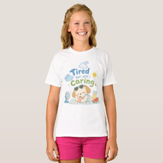 疲れたけどまだ愛情深い犬のイラストTシャツ Tシャツ