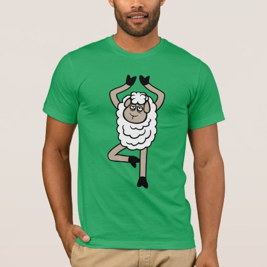 疲れたひつじのツリー・ポーズ(Vrksasana)ヨガ Tシャツ (正面)
