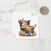 疲れたイースターバニー（ポストカード風）グリーティング ノートカード (正面/裏面インサイチュ)