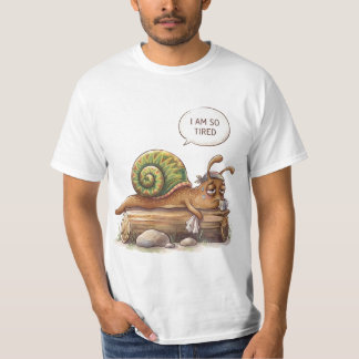 疲れたカタツムリの面白いデザイン Tシャツ