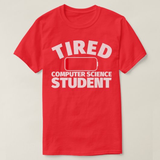 疲れたコンピュータサイエンス学生プレミアム Tシャツ (デザイン正面)