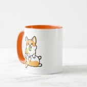 疲れたコーギーの上の梨を持つかわいいコーギー 笑える犬のイラスト マグカップ (正面左)