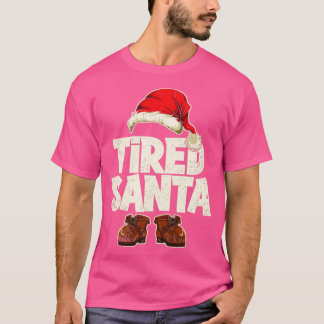 疲れたサンタクおもしろいリスマスサンタ Tシャツ