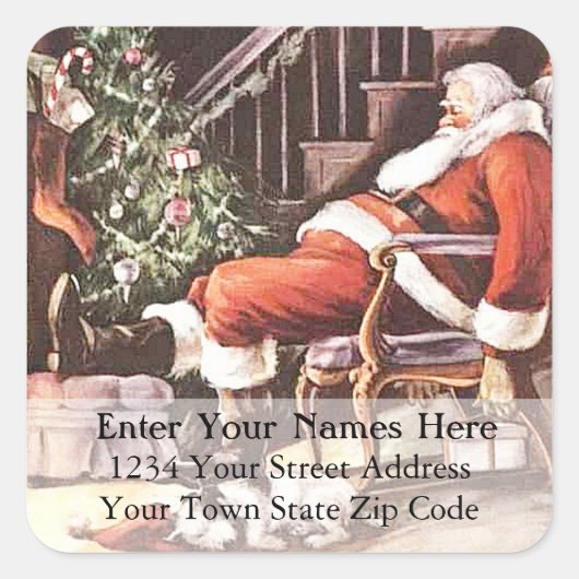 疲れたサンタヴィンテージ住所 シール (正面)