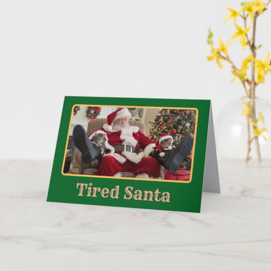 疲れたサンタ カード (黄色い花)