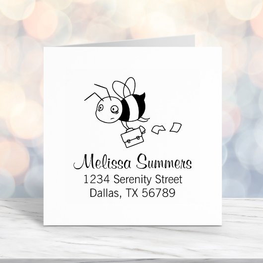 疲れたストレスを抱えたワーカービーがブリーフカスアドレスを保持 セルフインキングスタンプ