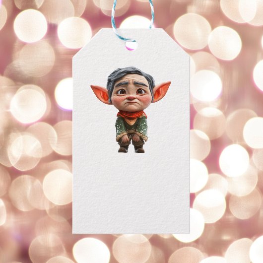 疲れたパパクリスマス小妖精や小人ホワイトギフトラベル ギフトタグ