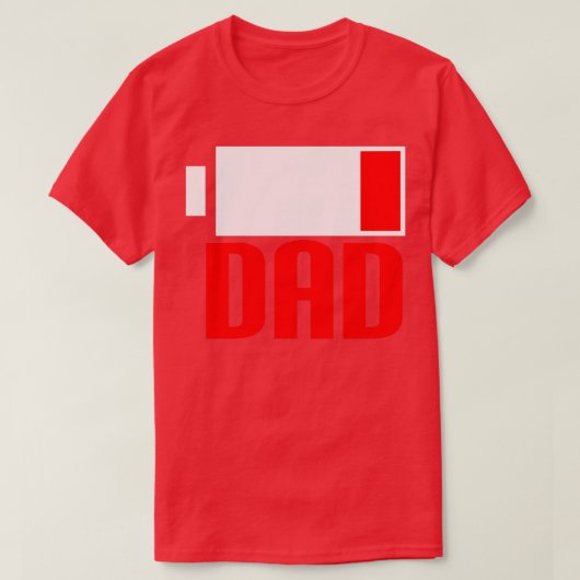疲れたパパ 面白い 不眠 低バッテリー 空っぽ 消耗 Tシャツ (デザイン正面)