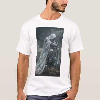 疲れたファンタジー戦士トリオ | 複雑な白い鎧 Tシャツ