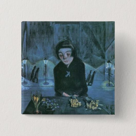 疲れたフラワーガール(by Walter Gramatte) 缶バッジ (正面)