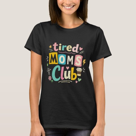 疲れたママズクラブ コーヒーママ ユーモア Tシャツ (正面)