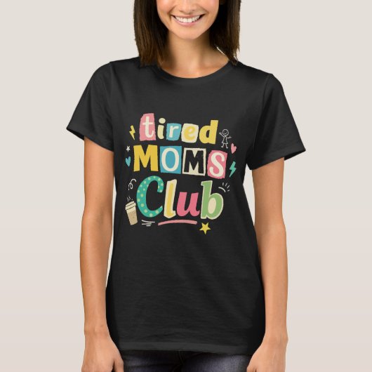 疲れたママ倶楽部 コーヒーママユーモア Tシャツ (正面)