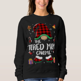 疲れたママ格言バッファロープレイドレッドマッチングファミリー スウェットシャツ