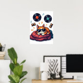 疲れたミュージシャン猫のビニールレコードステッカー ポスター (ホームオフィス)