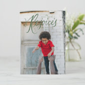 疲れた世界は緑のクリスマスフォトカードを喜ぶ 招待状 (スタンド正面)