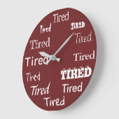 疲れた単語プリントデザイン おもしろい ラージ壁時計 (傾斜)