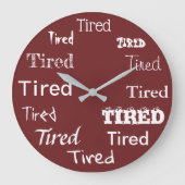 疲れた単語プリントデザイン おもしろい ラージ壁時計 (正面)