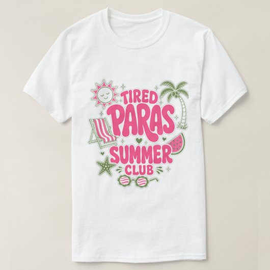 疲れた支援員の夏のクラブ レトロな補助員 Tシャツ (デザイン正面)