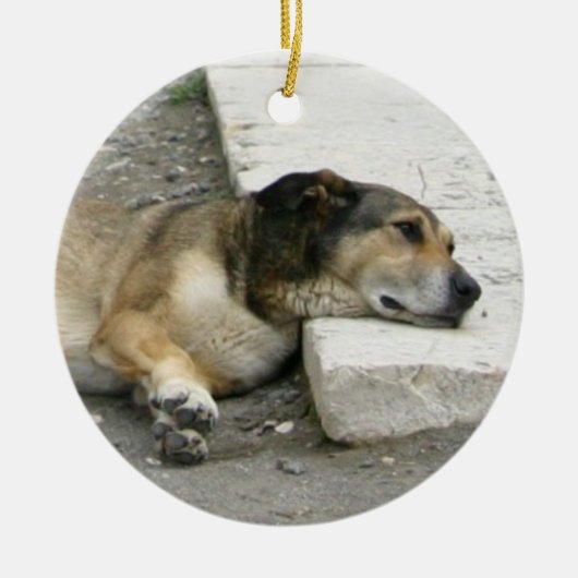 疲れた犬のオーナメントカスタマイズ、 セラミックオーナメント (正面)