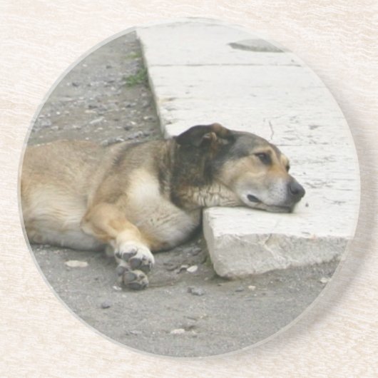 疲れた犬のコースター、カスタマイズ可能 コースター (正面)
